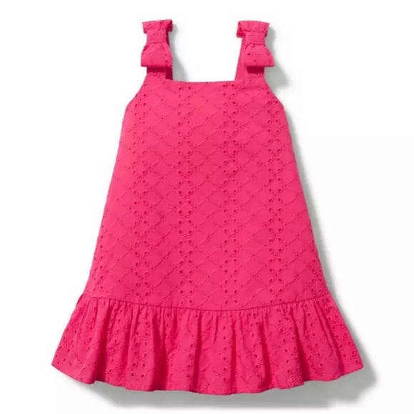 Janie and Jack Other - Janie and Jack eyelet dress in raspberry sorbet size 3T with bow straps